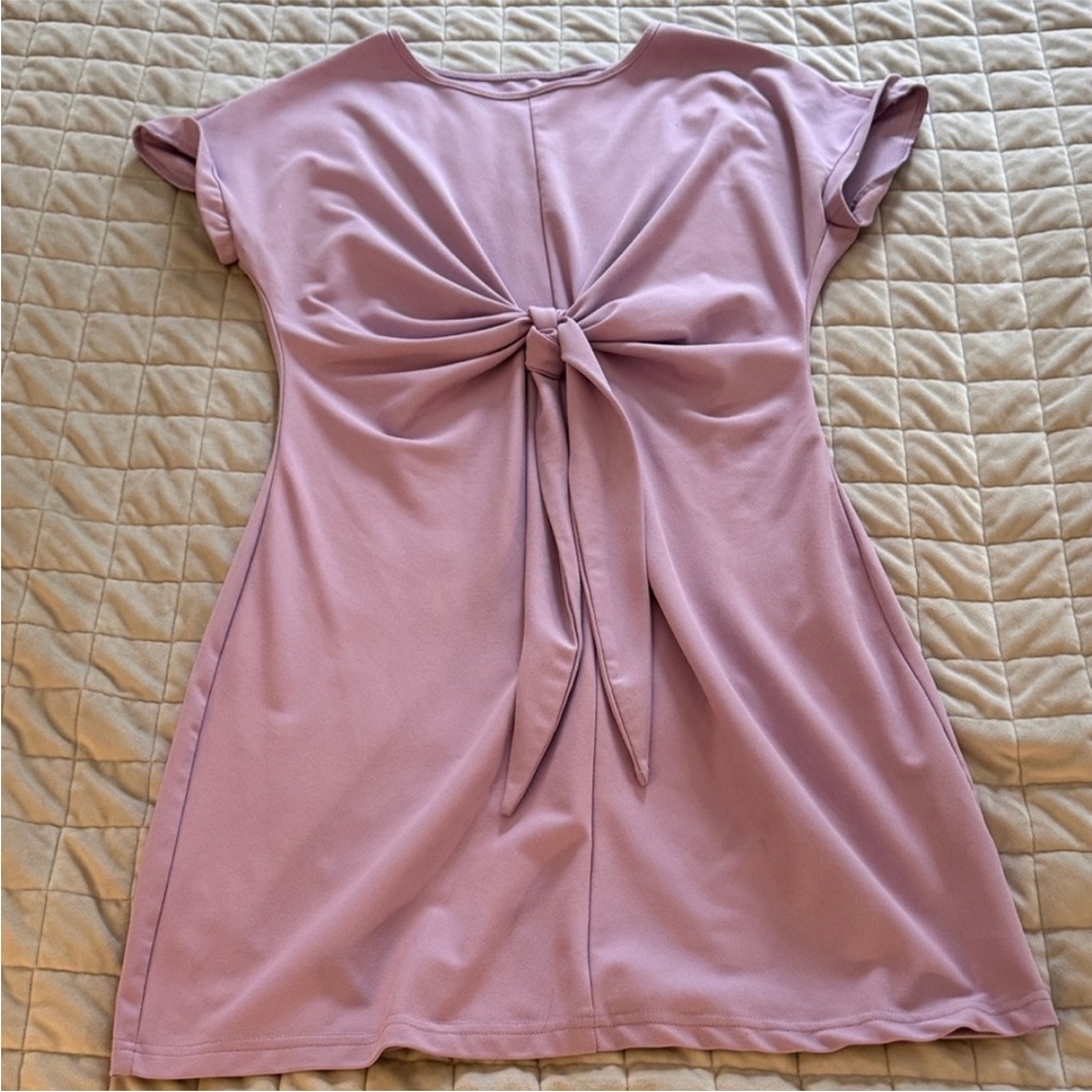 SHEIN Lavender Tie-Front Short Sleeve Dress